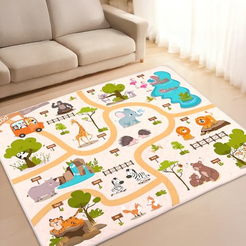 alldomess Tapis de Jeu Bébé 150 * 180cm, Matelas D'Éveil Mousse Épaisse pour Temps sur Le Ventre, Surface Anti-Dérapante Sécurisée pour Enfant Qui...