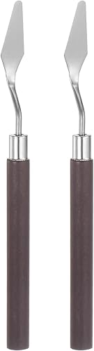 HARFINGTON 2 cuchillos de paleta n. 6 de 0.472 in de ancho de acero inoxidable pequeña espátula puntiaguda cuchillo de paleta de pintura con mango