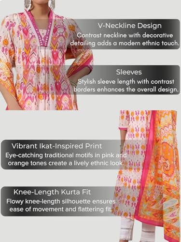 Image of GRECIILOOKS Women's Regular Fit Kurta Sets| Kurti Set | 3 Piece Kurta Pant Dupatta Set's | Elegant Suit| Dupatta | Party Outfit Traditional Dress for Woman | Comfortable Outfit for Office, Casual & Daily Use