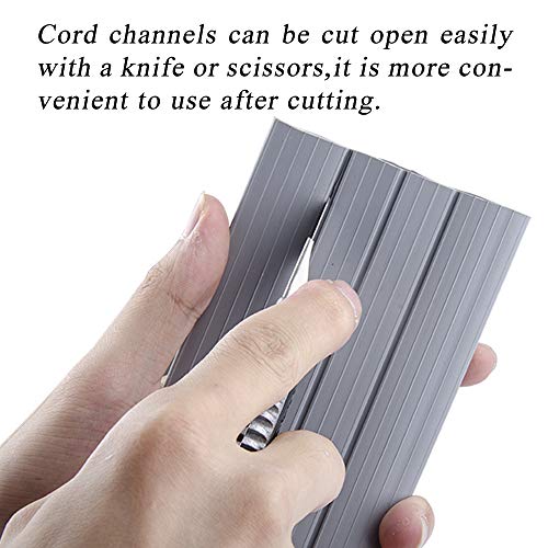 Image of 10Ft Cord Cover Heavy Duty Cable Protector 3 Channels Contains Cords Cables and Wires Easy to Unroll-Conceal Wires of Home Office Warehouse Workshop Concerts or Other Outdoors Surround (Gray-10Ft)
