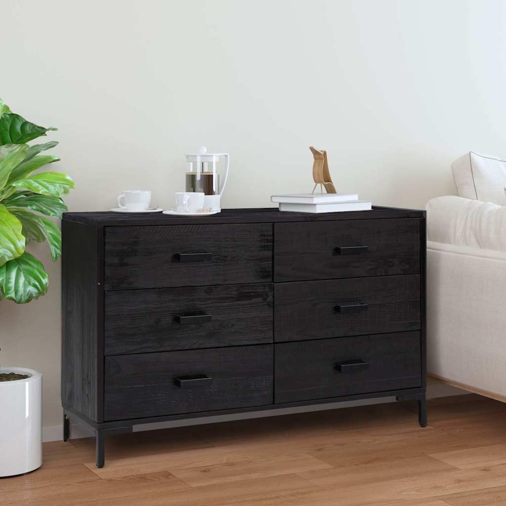 Credenza nera, 110 x 35 x 70 cm, in legno di pino
