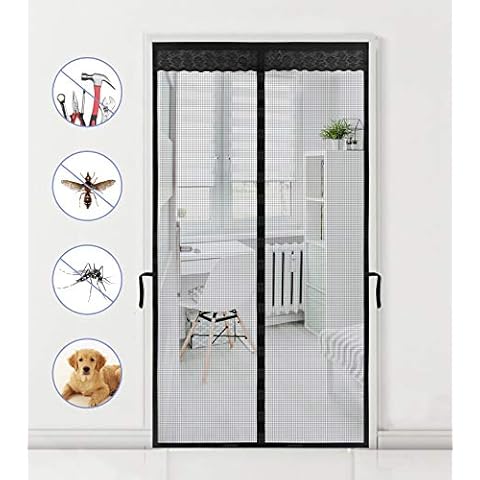 Magnetic Screen Door innhom Screen Door Mesh Door Screen Magnetic Closure, Fiberglass Magnetic Door Screen Heavy Duty Mesh Screen Door Magnets for Front Door, Fits Door up to 39" x 83" Black Cover