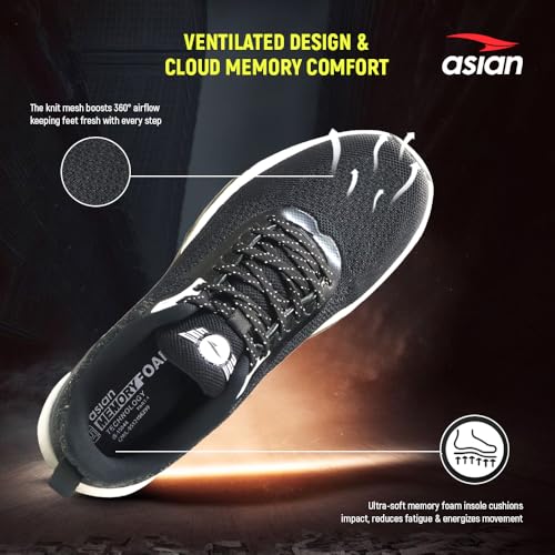 Image of ASIAN Powerplay-23 Men's Running Shoes | Lightweight Sports Sneakers with Soft Cushion Sole | Breathable Knit Upper | Ideal for Gym, Walking, Jogging, Training