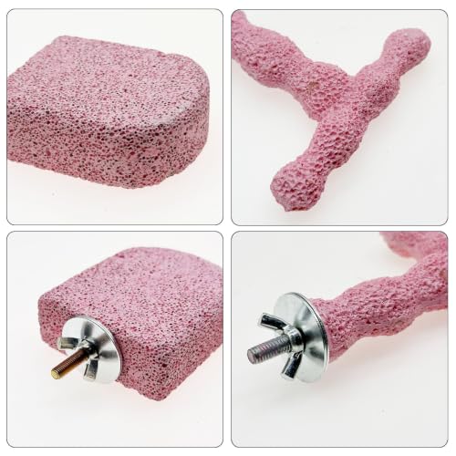 Image of 4 PC Bird Perch Stand Pet Teeth Grinding Stone for Small Birds