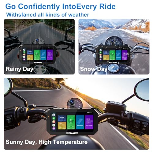 Image of 6.25 inch Motorcycle Carplay Screen with GPS NavigationSystem, Wireless Android Auto, TPMS, HD 1080P Dual Motorcycle Dash Cam+Third Person Perspective Camera, Motos Metal Anti-Theft Bracket