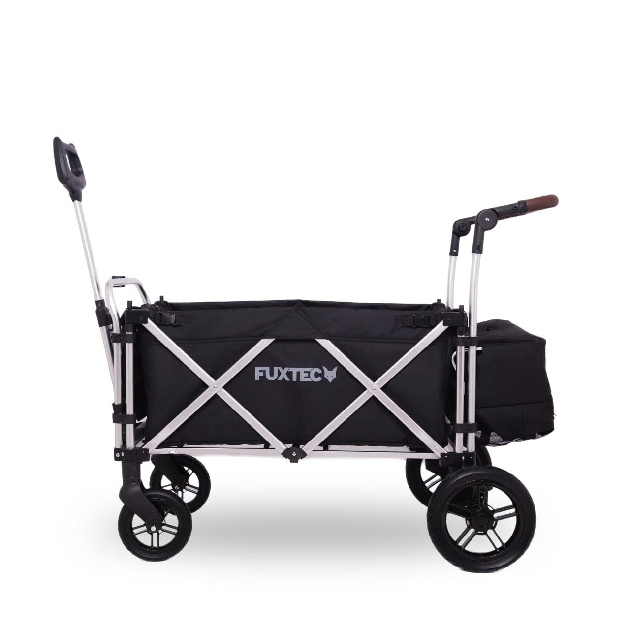 FUXTEC Carro Plegable FX-CTL900 Premium Negro, el Original, Fux Family Collection, Carro de jardín para el Transporte de niños, Playa, Ciudad, Bosque, Tirar o Empujar - Capacidad de Carga 75 kg