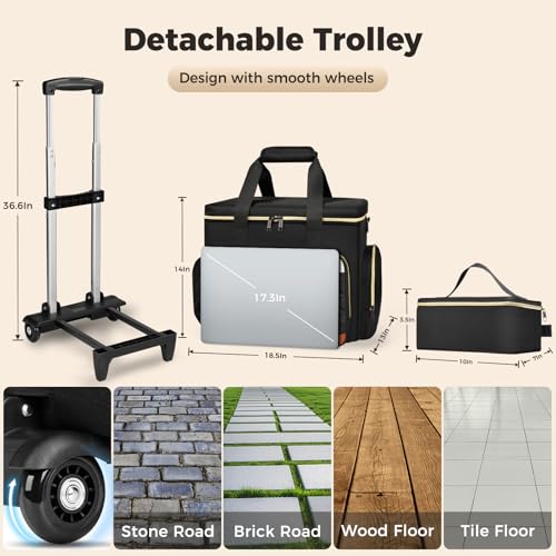 Image of Ytonet Rolling Teacher Bag with Wheels, 15.6 inch Rolling Cart for Teachers | with Insulated Lunch Box & Detachable Dolly, Rolling Laptop Bag for Women, Large Roller Briefcase for Women for Work