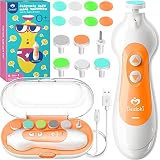 Baby Nail Trimmer Electric Rechargeable Safe 6 in 1, DEELOKI Baby Electric Nail File Clipper Kit wit