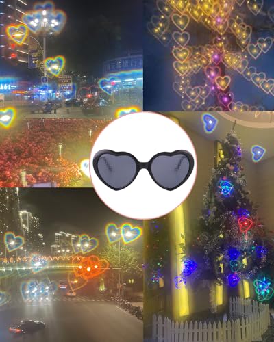 10 Pack Heart Sunglasses for Women Men Vintage Heart Effect Diffraction Glasses Oversized Bachelorette Party Sunglasses3