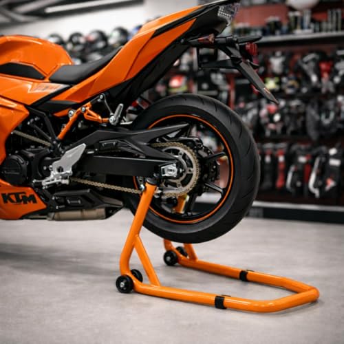 Image of Bike World Adjustable Rear Paddock Stand | (Up to 280kg) | Detachable Design | Easy Bike Maintenance | Strong Build | Wide Tyre Support | Pack of 1 (Orange)