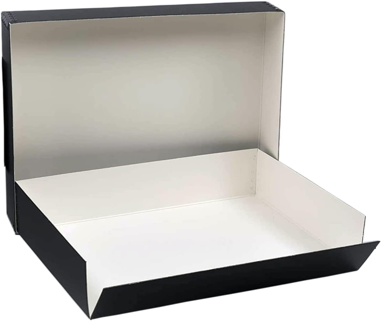 Lineco, 11x14 Museum Storage Box Black, Archival Quality Acid-Free Buffered Drop Front Design with Metal Edges Removable Lid, 11 3/4x15.25x3 In (2 Pack)
