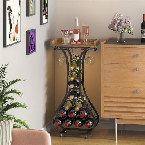 Soporte de vino de pie con mesa y colgador para copas miniatura 5