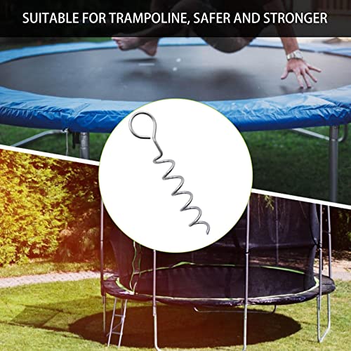 Lot de 4 piquets de trampoline - Ancre - Pour l'extérieur, le camping - Grand trampoline - Haute performance - Avec forme de tire-bouchon - Kit d'ancrage de trampoline galvanisé avec 4 sangles solides – Image 4