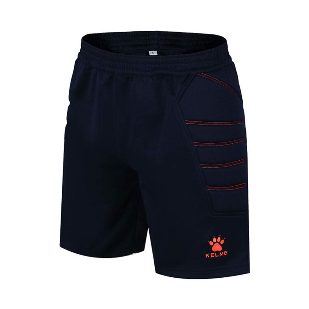 KELME - Juego de pantalones cortos y calcetines acolchados para portero, S, Azul oscuro/ anaranjado