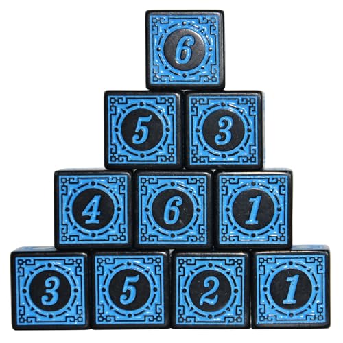 SmartDealsPro Paquete de 10 dados D6 de seis lados de 16 mm para DND MTG PRG Wow juego de mesa enseñanza de matemáticas (letra azul)