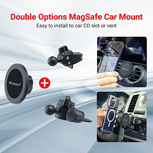PROfezzion CD Slot & Vent Clip Combo Magnetic Phone Holder Compatible with MagSafe on Car CD Player Slot or Air Vent for iPhone 17 16 15 14 13 12 Pro Max Plus - Image 3