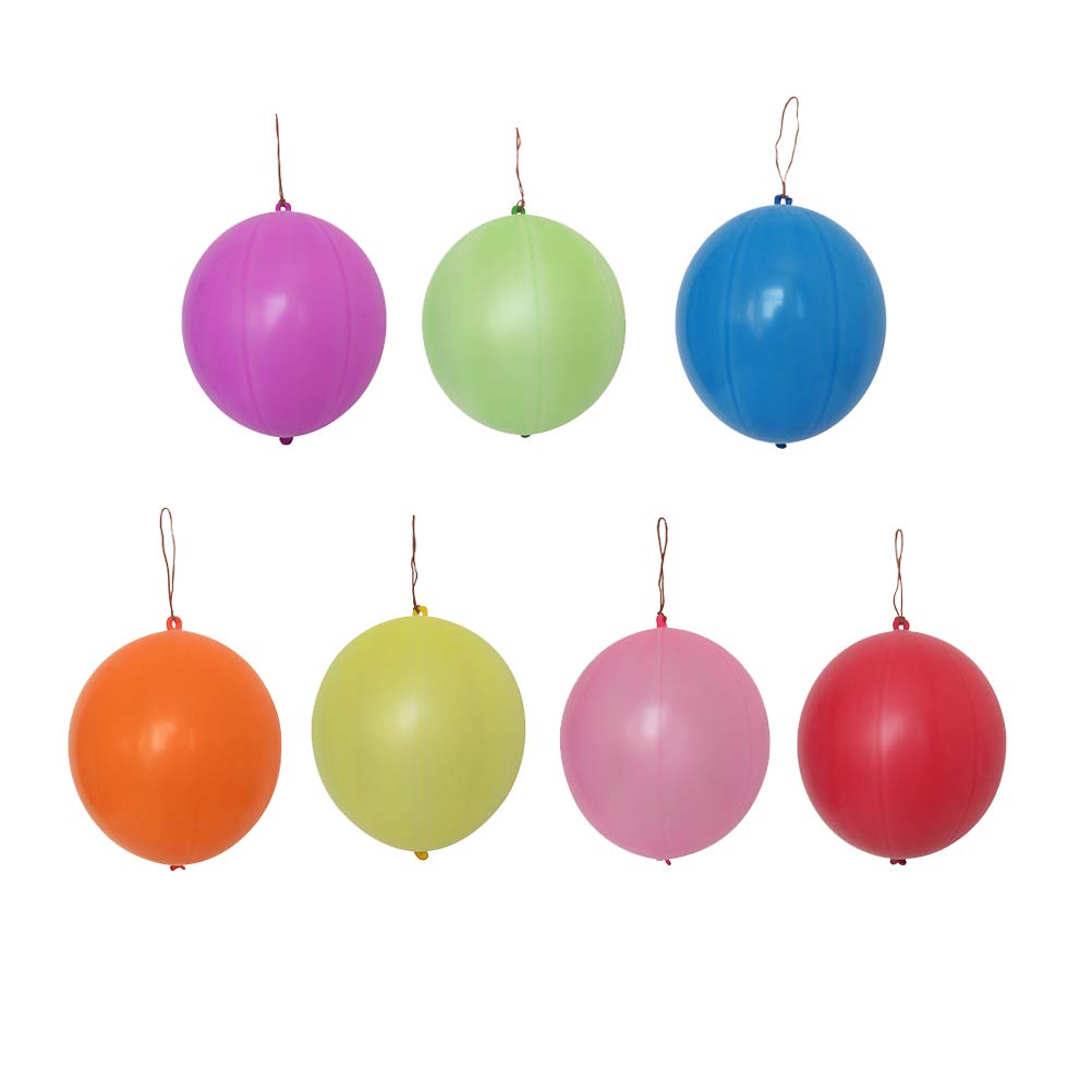 STOBOK 50pcs Punching Ball Balloons Jumbo Punching Ball Latex Balloons Party Balloons Easy Inflation with Rubber Band Handle for Kid (Mixed Color)