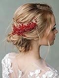 FXmimior Bridal Red Hair Comb Hair Accessories Wedding Headpiece Crystal Rhinestone for Bridal Bridesmaid Women