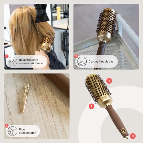 Cepillo redondo de cerámica Olivia Garden Expert Blowout Shine para secado 4