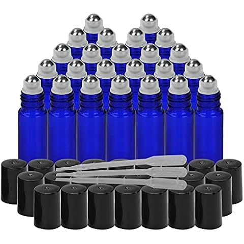 Frascos cuentagotas de laboratorio Belle Vous Botella Roll On de Vidrio Azul Cobalto (Pack de 27) Cover