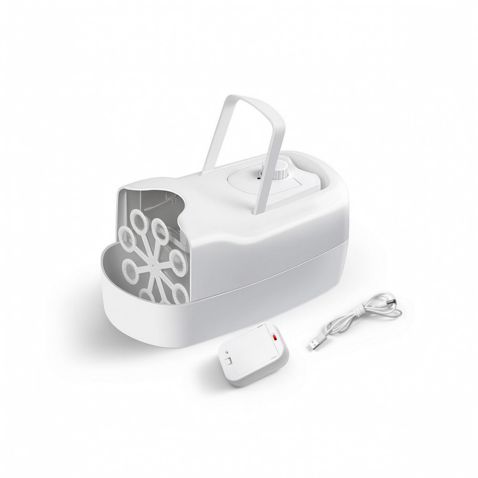 KESOTO Macchina per Bambini Generatore Bolle Portatile Giocattolo da Esterno con Maniglia Corpo Compatto Controllo a Doppia Alimentazione Usb O Batteria Adatto a Giochi All Aperto Feste Matrimoni
