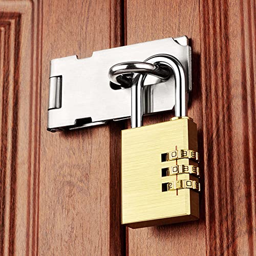 Image of Brass Combination Lock, 3 Digit Combination Padlock Set Your own Small Combination Locks for Gym Locker Locks, Suitcase, School, Doors, Toolbox, Hasps and Storage Padlock (S)