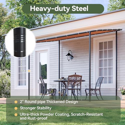 Aoxun 10x6 Lean-to Gazebo,Sloped Roof Pergola Porch Canopy Awning for Patio - Image 5