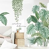 LucaSng DIY Groß Wandtattoo Wandaufkleber, Grüne Pflanze Blätter Schildkrötenblatt Wandsticker Wanddeko für Wohnzimmer Schlafzimmer Flur Kühlschrank (Stil B)