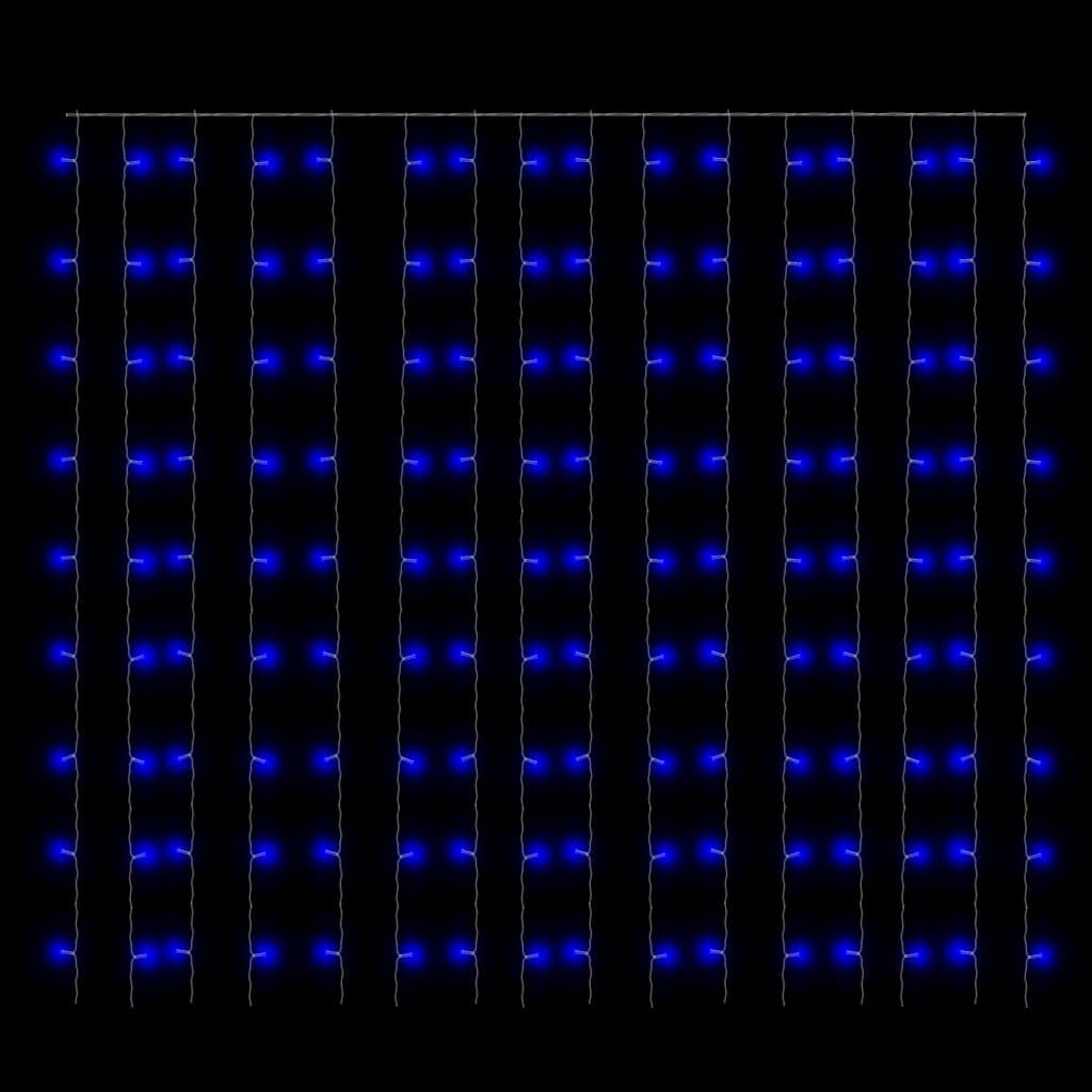 Décoration, décorations saisonnières et de vacances, éclairage de Noël, rideau à LED, guirlande lumineuse 3 x 3 m, 300 LED bleues, 8 fonctions
