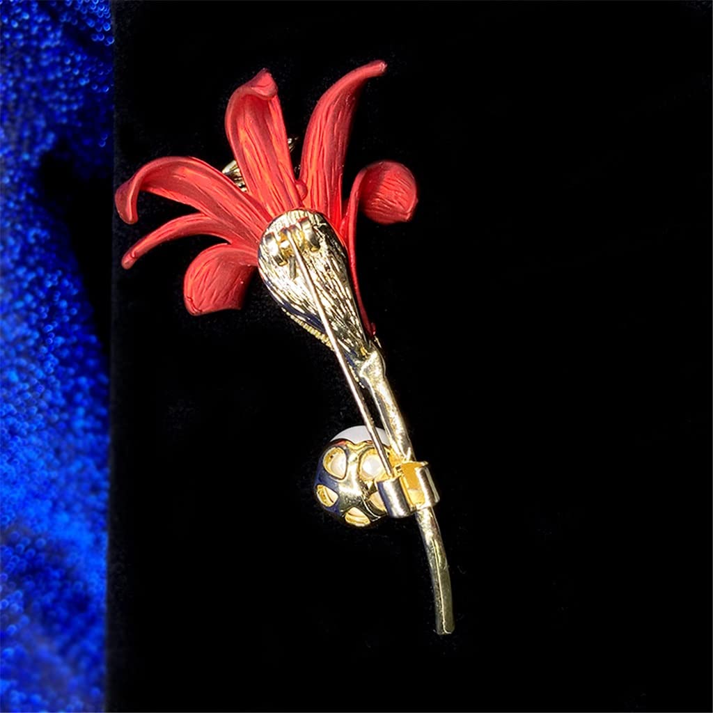 Rote Blume Brosche Elegante Weibliche Pin Anzug Zubehör Design Sinn Corsage Pin Schmuck