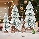 (15/20/25cm) 5Pcs Mini Weihnachtsbaum Tannenbaum Elch Künstlicher Christbaum Tisch Tannenbaum Klein Miniatur Tanne mit Schnee-Effek Grün Weihnachtsdeko Weihnachten Tischdeko für DIY Basteln