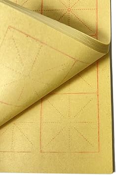 Easyou Sumi Paper Handmade Xuan Paper with Grids for Students Beginning Calligraphy Practice 10.6"x8" 27x21cm 100sheets 6cm/2.36" x12 grids