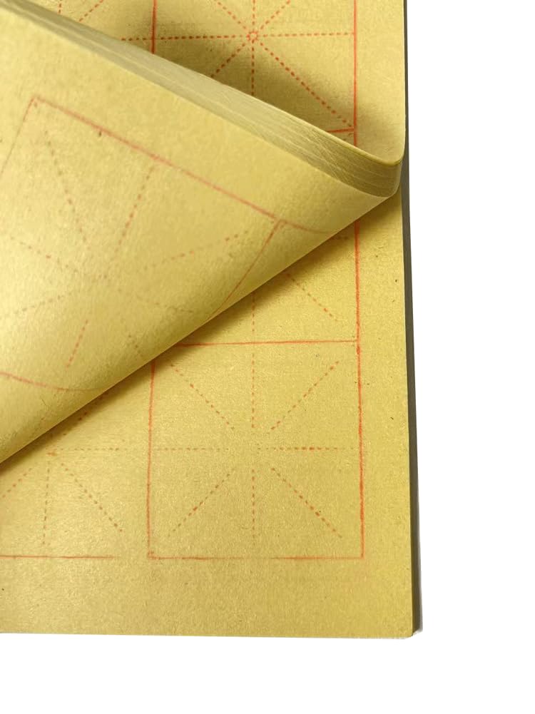 Easyou Sumi Paper Handmade Xuan Paper with Grids for Students Beginning Calligraphy Practice (10.6"x8") 27x21cm 100sheets 6cm/2.36" x12 grids