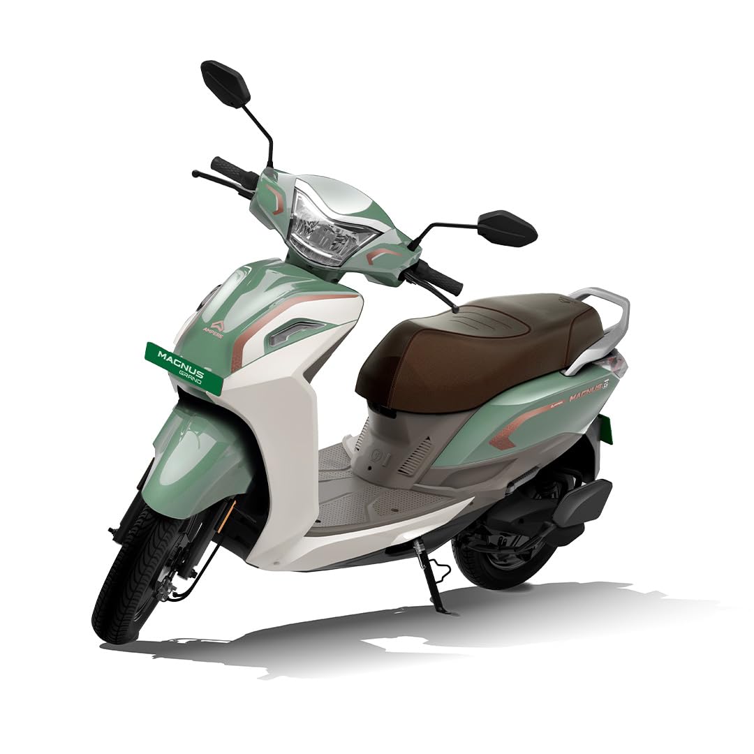 Ampere Magnus Grand Electric Scooter | 80-95 km Range | Safest LFP Battery with 5-Year Warranty | Strong Dual-Frame Chassis | 165mm Ground Clearance | 15 Paise/km| Advanced 3.5 Digital Cluster | Green