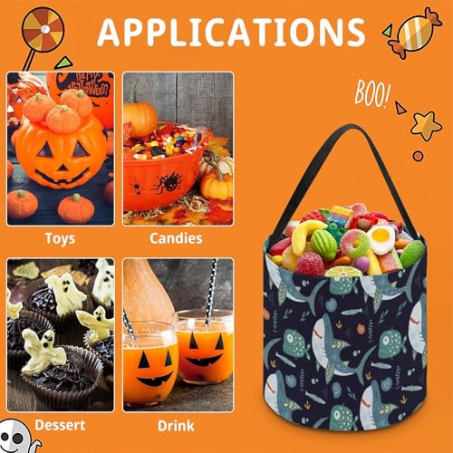Bolsa tote para Halloween con diseño de tiburón, ideal para caramelos, regalos y truco o trato miniatura 3