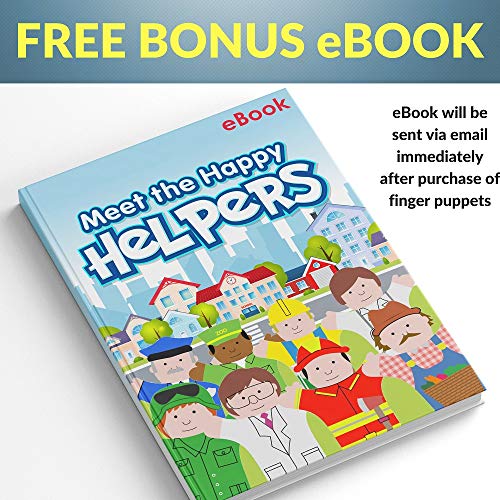 Happy Helpers Finger Puppets 12-Piece Set - Teach And Learn With A Variety Of Neighborhood People Characters - Free Bonus E-Book - For Families, Children, Kindergarten, Play And Esl #TOP3