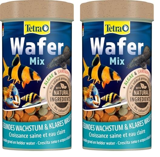 Tetra Wafer Mix - Fischfutter für alle Bodenfische (z.B. Welse) und Krebse, für gesundes Wachstum und Vitalität, 250 ml Dose (Packung mit 2)