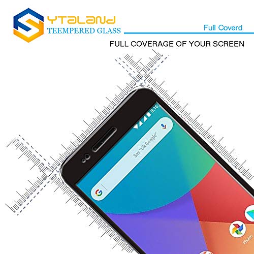 [2 Pack] Ytaland For Xiaomi Mi A1 Tempered Glass Screen Protector, Full Glue, Full Covered, Anti-Fingerprints, Bubble Free Screen Protector For Xiaomi Mi A1 Black Colour #TOP4