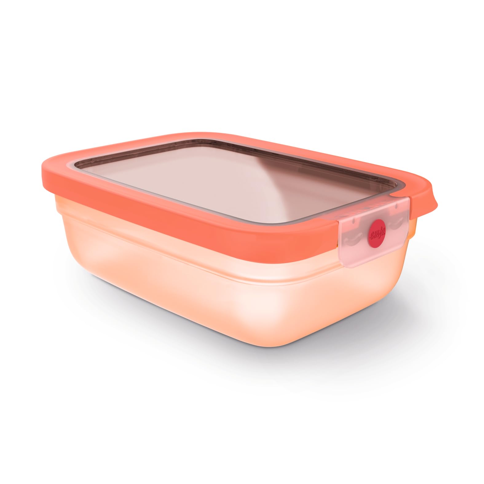 EMSA oneClick Frischhaltedose, verschlossen mit nur 1 x Klick, Lebensmittel 2 x länger frisch, 100% dicht, Made in Germany, 1,2L, gefrier-, mikrowellen- und spülmaschinengeeignet, orange, N1210800