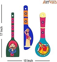 Vista 6 de Artvibes Rural Art Cucharas de madera para colgar en la pared para el hogar Oficina Sala de estar Regalo Artículos de decoración moderna