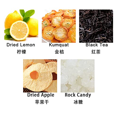 Dried Kumquat Lemon Tea, Dried Apple Black Tea Rock Candy Combined Of Fruit Iced Tea, Hot Or Cold Drink, 7 Oz (200G), 10Gx20Bags, 金桔柠檬茶 #TOP1