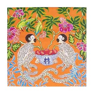 Caspari Affen Papierservietten Orange, 40 Stück