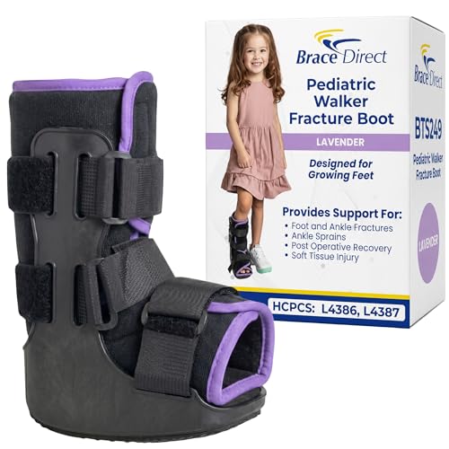 Brace Direct Kids Fracture Boot Pediatric Medical Walking Boot for Foot Injury Sprained Ankle & Post-Surgery Lavender PDAC L4386 L4387 (Medium US Kids 8.5K11.5K)