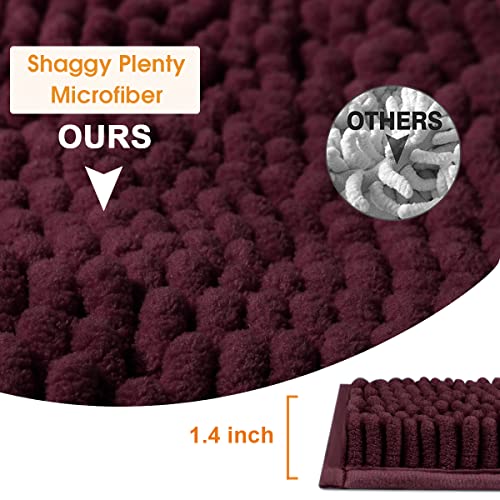 Bysure Deep Purple Bathroom Rugs Sets 3 Piece Non Slip Extra Absorbent Shaggy Chenille Bathroom Rugs And Mats Sets, Soft & Dry Bath Rug/Mat Sets For Bathroom Washable Carpets Set #TOP4