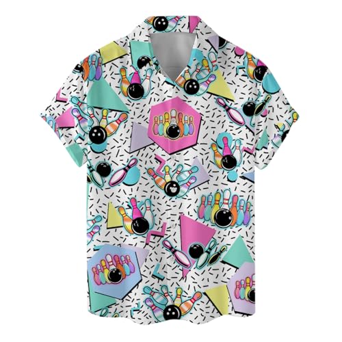 Camisa hawaiana divertida y colorida para hombre, estilo informal, con animales, camisas hawaianas de manga corta con botones para hombre, Forma de bolos, XXL