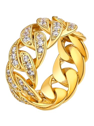 Richsteel Eternity Rings for Women Engagement Band Ring for Friend Cubic Zirconia Diamond Gold/Black Plated Copper Anniversary Rings Size 7 To 14