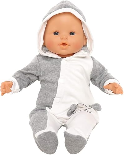 Miniatura 6 de Conjunto de ropa para muñeca bebé casual, lindo, hecho a mano, de elefante de manga larga con sombrero para muñecas de 14 pulgadas, juego de regalo