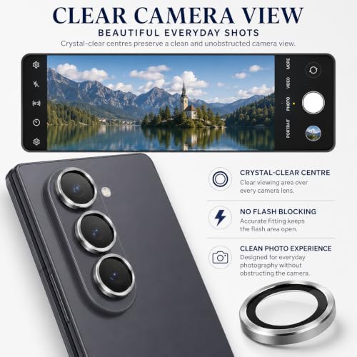 Image of FIRST MART Camera Lens Protector for Samsung Galaxy Z Fold 8 Ultra | Black AR+AF Camera Rings with Auto-Align Frame, 9H Tempered Glass, Scratch Resistant, Case-Friendly | Pack of 1