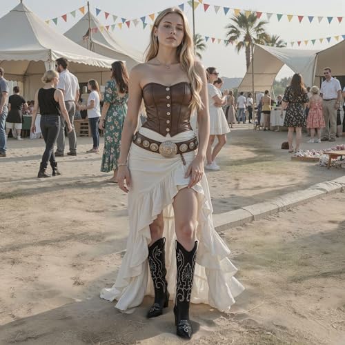 WIRALOMI Cowboy Boots for Women Knee High Cowgirl Boots with Embroidered Chunky Heel Western Tall Boots 5