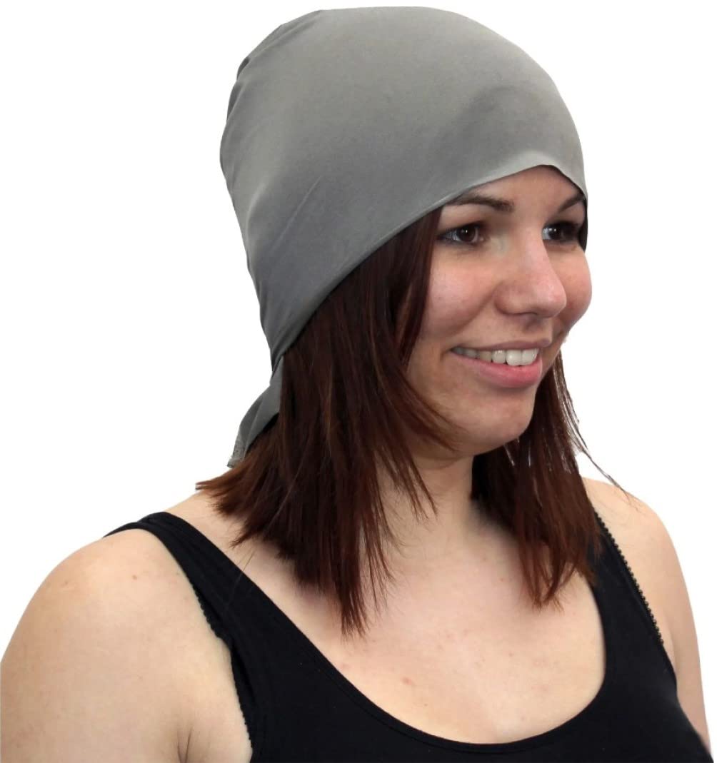 EMF Headwrap Beanie Made from RF Fabric 50dB - Head Shielding RF EMF 5G from Cell Towers Smart Meters Silver, Silver, One size